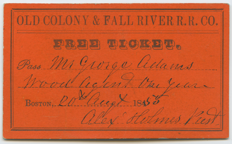 Old Colony & Fall River Railroad "Free Ticket" 1855